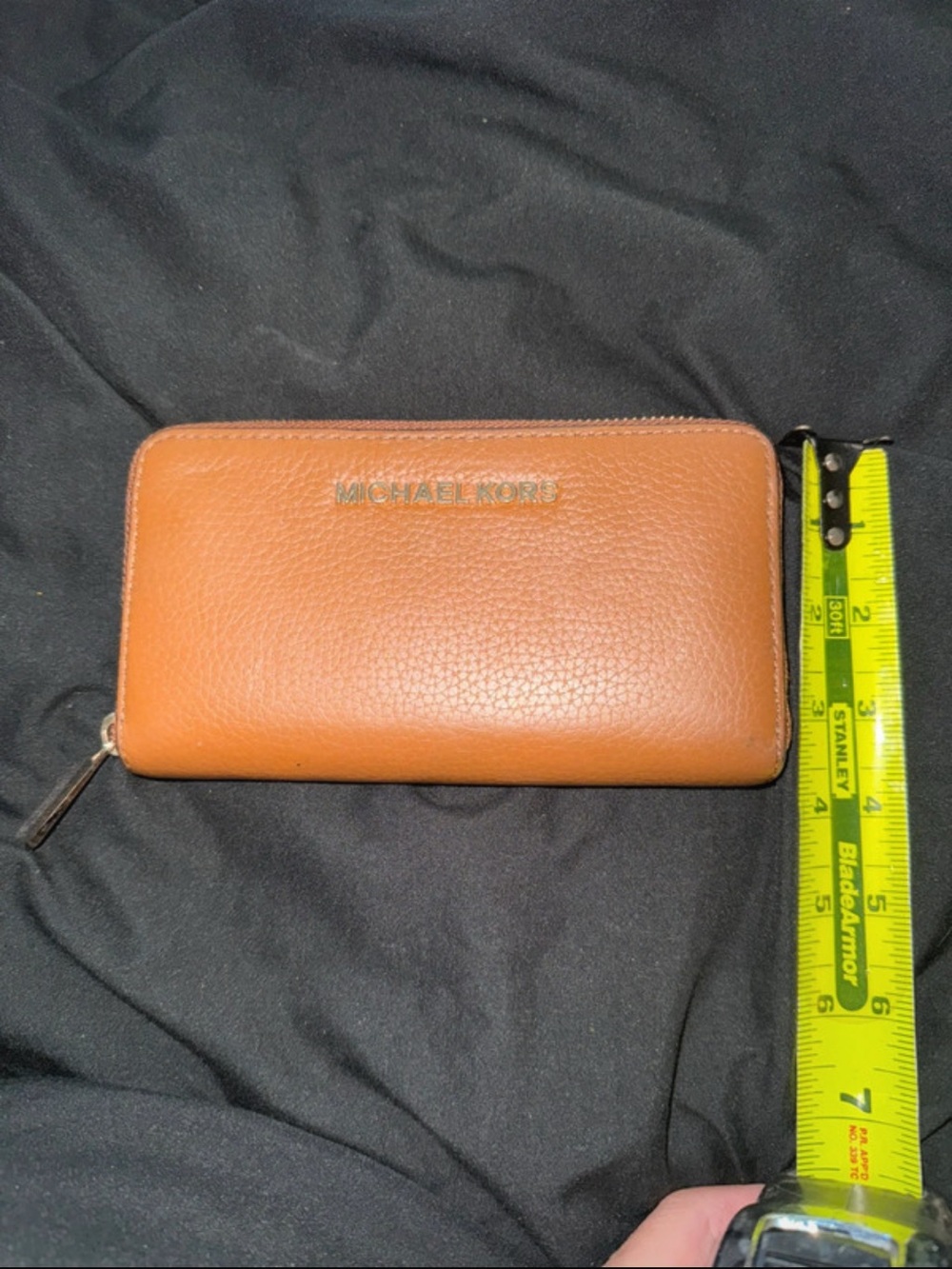 Michael Kors Jet Set Wallet Brown Leather Zip Around Large Wallet Gold Zip